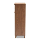 Baxton Studio Coolidge Modern and Contemporary Walnut Finished 5-Shelf Wood Shoe Storage Cabinet with Drawer