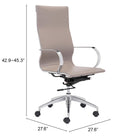 Zuo Glider High Back Office Chair Taupe