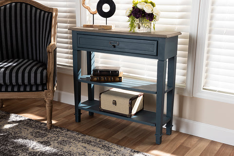 Baxton Studio Dauphine French Provincial Blue Spruce Fiinished Wood Accent Console Table