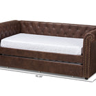 Baxton Studio Mabelle Modern and Contemporary Brown Faux Leather Upholstered Daybed with Trundle