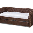 Baxton Studio Mabelle Modern and Contemporary Brown Faux Leather Upholstered Daybed with Trundle