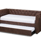 Baxton Studio Mabelle Modern and Contemporary Brown Faux Leather Upholstered Daybed with Trundle