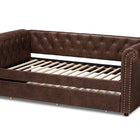Baxton Studio Mabelle Modern and Contemporary Brown Faux Leather Upholstered Daybed with Trundle