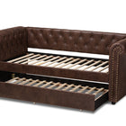 Baxton Studio Mabelle Modern and Contemporary Brown Faux Leather Upholstered Daybed with Trundle