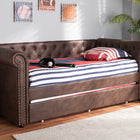 Baxton Studio Mabelle Modern and Contemporary Brown Faux Leather Upholstered Daybed with Trundle