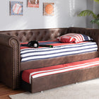 Baxton Studio Mabelle Modern and Contemporary Brown Faux Leather Upholstered Daybed with Trundle