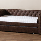 Baxton Studio Mabelle Modern and Contemporary Brown Faux Leather Upholstered Daybed with Trundle