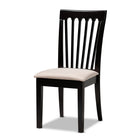 Baxton Studio Minette Modern and Contemporary Sand Fabric Upholstered Espresso Brown Finished Wood 7-Piece Dining Set
