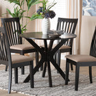 Baxton Studio Lore Modern Sand Fabric and Dark Brown Finished Wood 5-Piece Dining Set