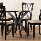 Baxton Studio Lore Modern Sand Fabric and Dark Brown Finished Wood 5-Piece Dining Set