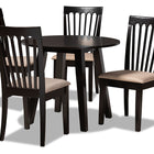 Baxton Studio Maisie Modern and Contemporary Sand Fabric Upholstered and Dark Brown Finished Wood 5-Piece Dining Set