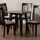 Baxton Studio Maisie Modern and Contemporary Sand Fabric Upholstered and Dark Brown Finished Wood 5-Piece Dining Set