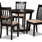 Baxton Studio Nellie Modern and Contemporary Sand Fabric Upholstered and Dark Brown Finished Wood 5-Piece Dining Set