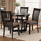 Baxton Studio Nellie Modern and Contemporary Sand Fabric Upholstered and Dark Brown Finished Wood 5-Piece Dining Set