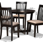 Baxton Studio Nellie Modern and Contemporary Sand Fabric Upholstered and Dark Brown Finished Wood 5-Piece Dining Set