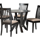 Baxton Studio Marian Modern Sand Fabric and Dark Brown Finished Wood 5-Piece Dining Set