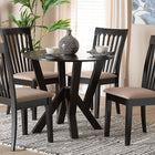 Baxton Studio Marian Modern Sand Fabric and Dark Brown Finished Wood 5-Piece Dining Set