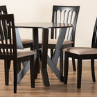Baxton Studio Marian Modern Sand Fabric and Dark Brown Finished Wood 5-Piece Dining Set
