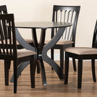 Baxton Studio Bailey Modern Sand Fabric and Dark Brown Finished Wood 5-Piece Dining Set