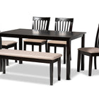 Baxton Studio Minette Modern and contemporary Sand Fabric Upholstered and Dark Brown Finished Wood 6-Piece Dining Set