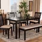 Baxton Studio Minette Modern and contemporary Sand Fabric Upholstered and Dark Brown Finished Wood 6-Piece Dining Set