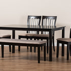 Baxton Studio Minette Modern and contemporary Sand Fabric Upholstered and Dark Brown Finished Wood 6-Piece Dining Set