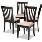 Baxton Studio Minette Modern and Contemporary Sand Fabric Upholstered Espresso Brown Finished Wood Dining Chair Set of 4