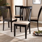 Baxton Studio Minette Modern and Contemporary Sand Fabric Upholstered Espresso Brown Finished Wood Dining Chair Set of 4