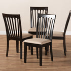 Baxton Studio Minette Modern and Contemporary Sand Fabric Upholstered Espresso Brown Finished Wood Dining Chair Set of 4
