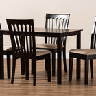 Baxton Studio Minette Modern and Contemporary Sand Fabric Upholstered Espresso Brown Finished Wood 5-Piece Dining Set
