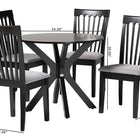 Baxton Studio Lore Modern Grey Fabric and Dark Brown Wood 5-Piece Dining Set