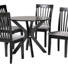 Baxton Studio Lore Modern Grey Fabric and Dark Brown Wood 5-Piece Dining Set