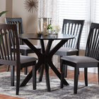 Baxton Studio Lore Modern Grey Fabric and Dark Brown Wood 5-Piece Dining Set