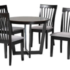 Baxton Studio Nellie Modern Grey Fabric and Dark Brown Wood 5-Piece Dining Set