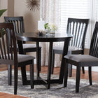 Baxton Studio Nellie Modern Grey Fabric and Dark Brown Wood 5-Piece Dining Set