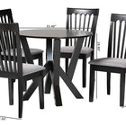 Baxton Studio Marian Modern Grey Fabric and Dark Brown Finished Wood 5-Piece Dining Set