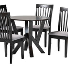 Baxton Studio Marian Modern Grey Fabric and Dark Brown Finished Wood 5-Piece Dining Set