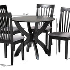 Baxton Studio Bailey Modern Grey Fabric and Dark Brown Finished Wood 5-Piece Dining Set