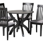 Baxton Studio Bailey Modern Grey Fabric and Dark Brown Finished Wood 5-Piece Dining Set