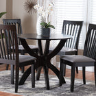 Baxton Studio Bailey Modern Grey Fabric and Dark Brown Finished Wood 5-Piece Dining Set