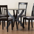 Baxton Studio Bailey Modern Grey Fabric and Dark Brown Finished Wood 5-Piece Dining Set