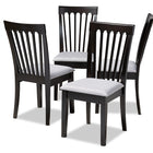 Baxton Studio Minette Modern and Contemporary Gray Fabric Upholstered Espresso Brown Finished Wood Dining Chair Set of 4
