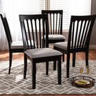 Baxton Studio Minette Modern and Contemporary Gray Fabric Upholstered Espresso Brown Finished Wood Dining Chair Set of 4