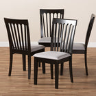 Baxton Studio Minette Modern and Contemporary Gray Fabric Upholstered Espresso Brown Finished Wood Dining Chair Set of 4