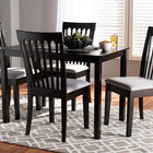 Baxton Studio Minette Modern and Contemporary Gray Fabric Upholstered Espresso Brown Finished Wood 5-Piece Dining Set