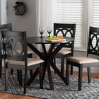 Baxton Studio Sanne Modern Beige Fabric and Espresso Brown Finished Wood 5-Piece Dining Set