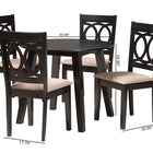 Baxton Studio Louisa Modern Beige Fabric and Dark Brown Finished Wood 5-Piece Dining Set