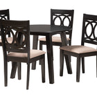 Baxton Studio Louisa Modern Beige Fabric and Dark Brown Finished Wood 5-Piece Dining Set