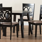 Baxton Studio Louisa Modern Beige Fabric and Dark Brown Finished Wood 5-Piece Dining Set