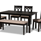 Baxton Studio Bennett Modern and Contemporary Sand Fabric Upholstered and Dark Brown Finished Wood 6-Piece Dining Set
